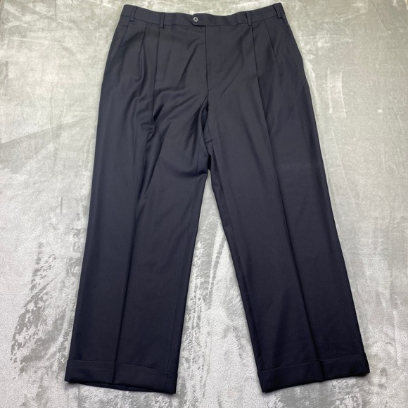 Zanella Bennett Loro Piana Men Navy Wool Pleated Dress Pants Italy Sz 40 Fit 37